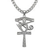 Collier pendentif Croix de Vie Ankh Oudjat strass argent sur fond blanc