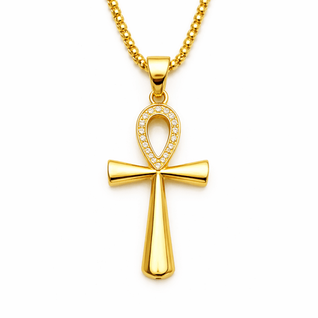 Collier pendentif Croix de Vie Ankh femme or