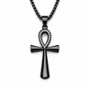 Collier pendentif Croix de Vie Ankh femme noir
