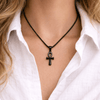 Collier pendentif Croix de Vie Ankh femme noir
