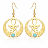 Boucles d'oreilles Croix de Vie Ankh ailes d'Horus or