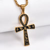 Collier pendentif Croix de Vie Ankh Hiéroglyphe noir or