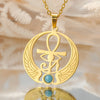 Collier pendentif Croix de Vie Ankh ailes d'Horus or