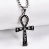 Collier pendentif Croix de Vie Ankh Hiéroglyphe noir argent