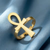 Bague ajustable Croix de Vie Ankh or