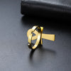 Bague Croix de Vie Ankh hiéroglyphe or