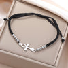 Bracelet Croix de Vie Ankh argent cordon noir