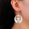Boucles d'oreilles Croix de Vie Ankh ailes d'Horus argent