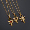 Collier pendentif Croix de Vie Ankh Horus or pierre rouge