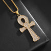 Collier pendentif Croix de Vie Ankh strass or