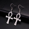 Boucles d'oreilles Croix de Vie Ankh gravées argent