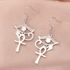 Boucles d'oreilles Croix de Vie Ankh oeil d'Horus argent