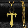 Collier pendentif Croix de Vie Ankh gothique or