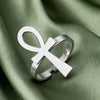 Bague ajustable Croix de Vie Ankh argent