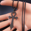 Collier pendentif Croix de Vie Ankh Gothique noir