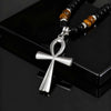 Collier perles avec pendentif Croix de Vie Ankh argent