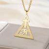 Collier pendentif Croix de Vie Ankh triangle Horus or