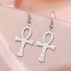 Boucles d'oreilles Croix de Vie Ankh gravées argent