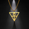 Collier pendentif Croix de Vie Ankh triangulaire or