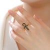 Bague Croix de Vie Ankh hiéroglyphe or
