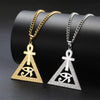 Collier pendentif Croix de Vie Ankh triangle Horus argent