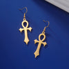 Boucles d'oreilles Croix de Vie Ankh gothique or