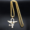 Collier croix de vie Ankh égyptien or avec chaîne reflétée