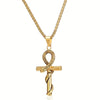 Collier pendentif Croix de Vie Ankh Serpent or