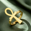 Bague ajustable Croix de Vie Ankh or