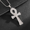 Collier pendentif Croix de Vie Ankh strass argent