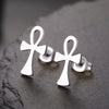 Boucles d'oreilles Croix de Vie Ankh acier argent