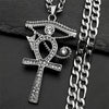 Collier pendentif Croix de Vie Ankh Oudjat strass argent sur ardoise noire