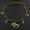 Collier pendentif Croix de Vie Ankh Horus œil de tigre or, vue d'ensemble
