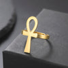 Bague ajustable Croix de Vie Ankh or