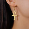 Boucles d'oreilles Croix de Vie Ankh gravées or