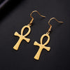 Boucles d'oreilles Croix de Vie Ankh gravées or