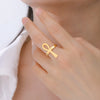 Bague ajustable Croix de Vie Ankh or