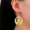 Boucles d'oreilles Croix de Vie Ankh ailes d'Horus or