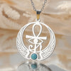Collier pendentif Croix de Vie Ankh ailes d'Horus argent