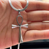 Collier pendentif Croix de Vie Ankh chaîne lame acier argent