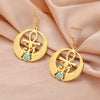 Boucles d'oreilles Croix de Vie Ankh ailes d'Horus or