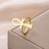 Bague ajustable Croix de Vie Ankh or