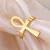 Bague ajustable Croix de Vie Ankh or