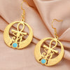 Boucles d'oreilles Croix de Vie Ankh ailes d'Horus or