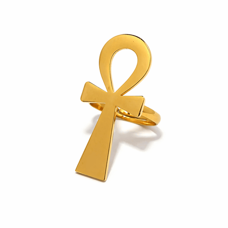 Bague Croix de Vie Ankh bohème or