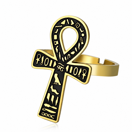 Bague Croix de Vie Ankh hiéroglyphe or