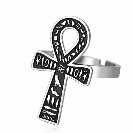 Bague Croix de Vie Ankh hiéroglyphe argent