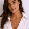 Collier pendentif Croix de Vie Ankh strass or