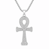 Collier pendentif Croix de Vie Ankh strass argent