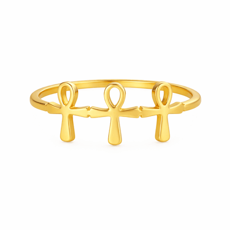 Bague Croix de Vie triple Ankh or